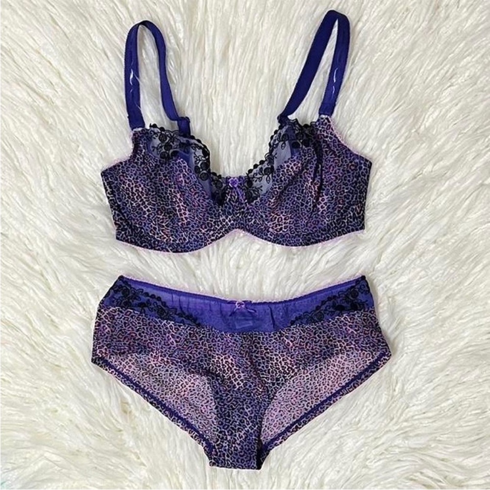Paramour Purple Leopard Print Bra Set
